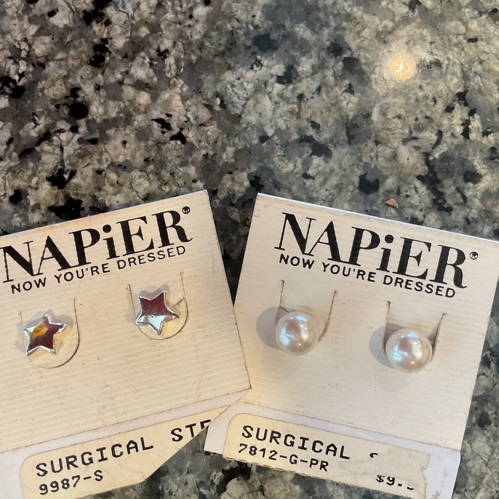 Napier Surgical Steel Earrings. 2Sets